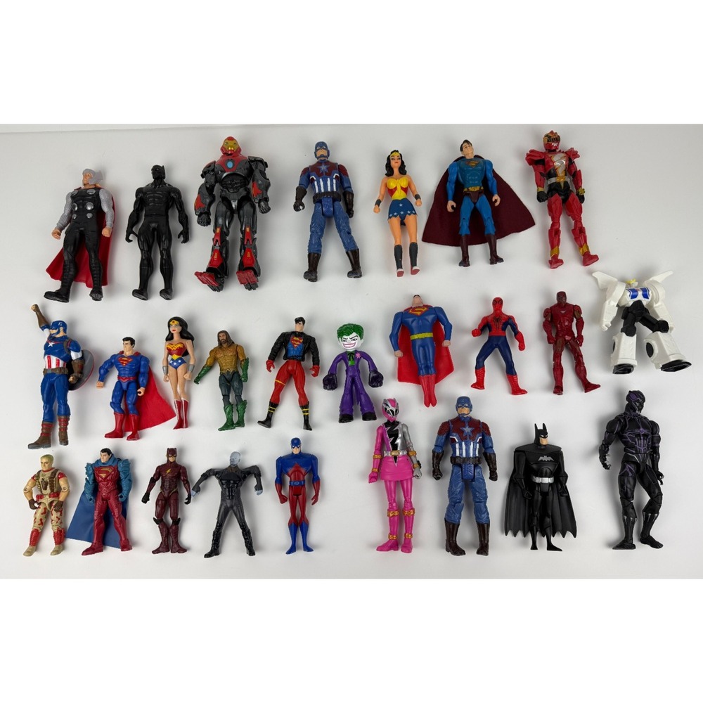 Lot of 26 Marvel DC GI Joe Batman Power Rangers Wonder Woman Figures Some Rare